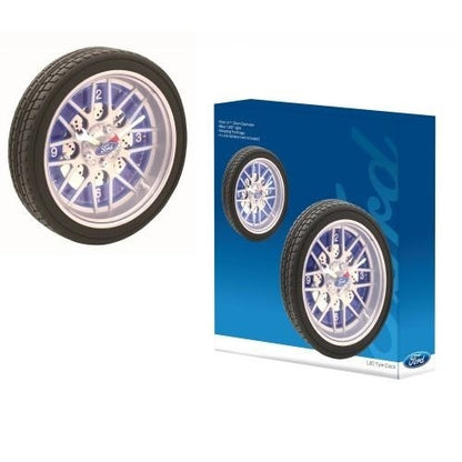 EMERGE Tyre Shaped Glass Wall Clock (Blue, 14 Inch)