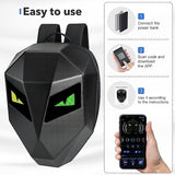 Emerge LED Display Laptop Bag, Motorcycle Hard Shell Backpack, Waterproof Backpack with Programmable and Color Screen, DIY Smart LED Display, Travel Backpack for Men.