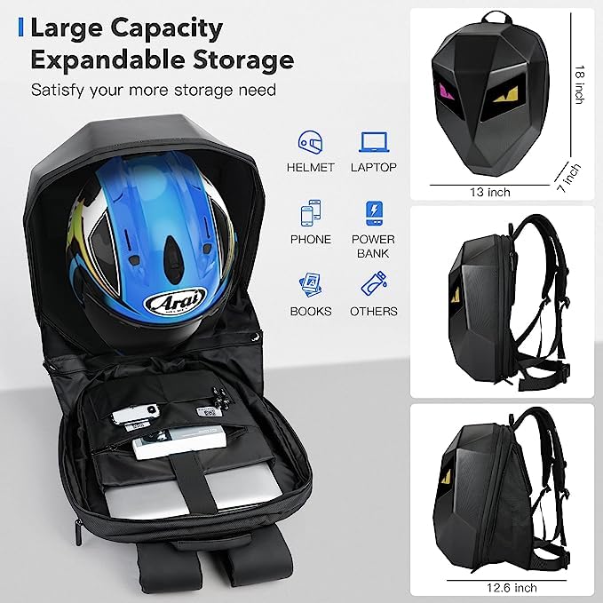 Emerge LED Motorcycle Hard Shell Backpack