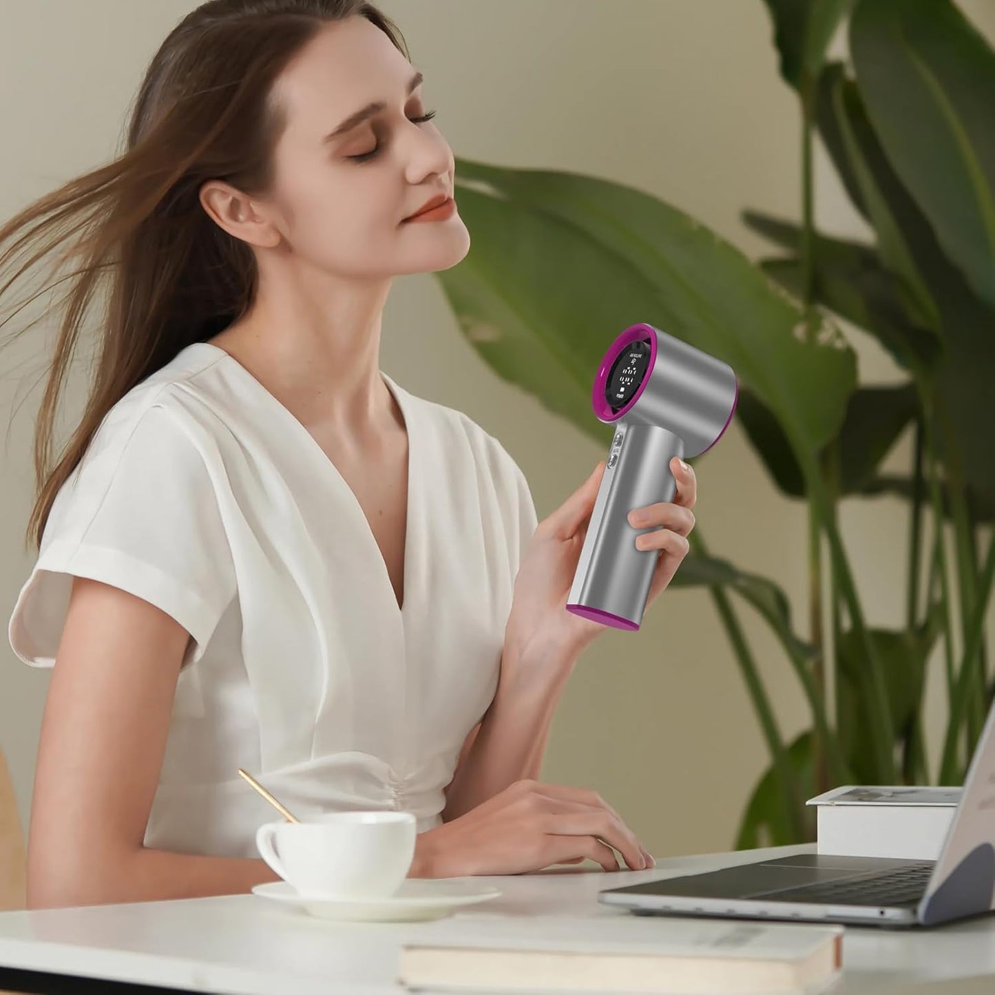 Emerge Turbo Handheld Fan: 100-Speed Stepless Personal Cooling Power
