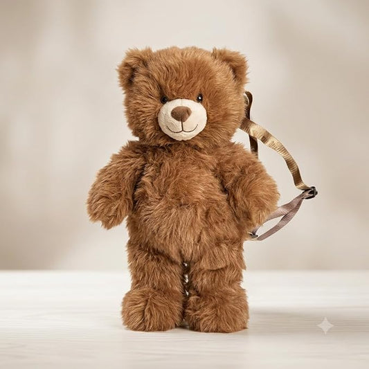 Cute Fluffy Brown Teddy Bear Backpack | Soft Stuffed Animal Plush Backpack for Kids and Girls