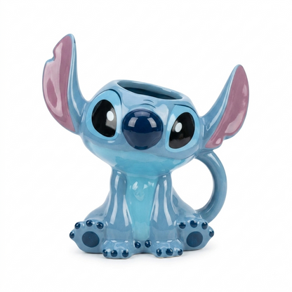 3D Blue Character Ceramic Mug with Sculpted Ears & Handle | 15 cm