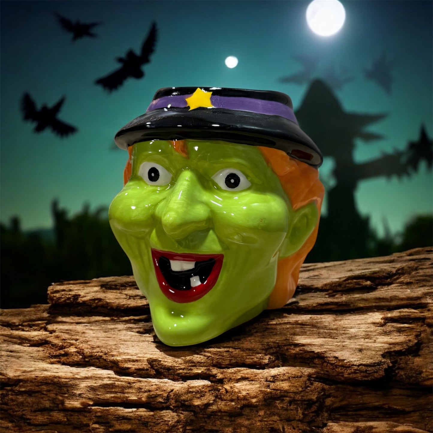 Wicked Witch 3D Ceramic Mug - Neon Green Halloween Character Coffee Cup
