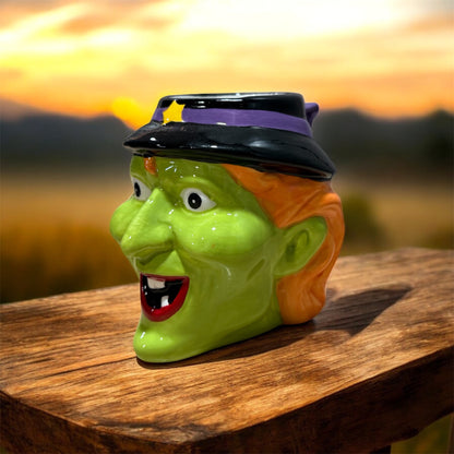 Wicked Witch 3D Ceramic Mug - Neon Green Halloween Character Coffee Cup