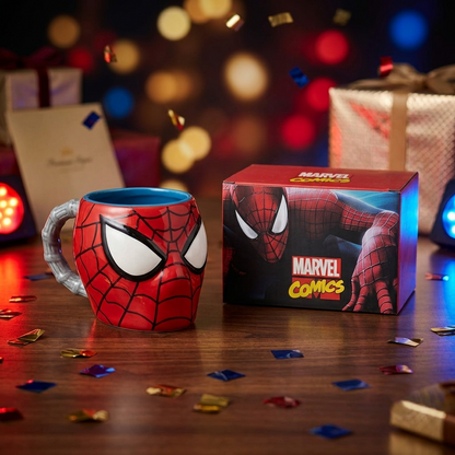 3D Spider-Man Ceramic Mug - Marvel Sculpted Coffee Cup with Web Handle