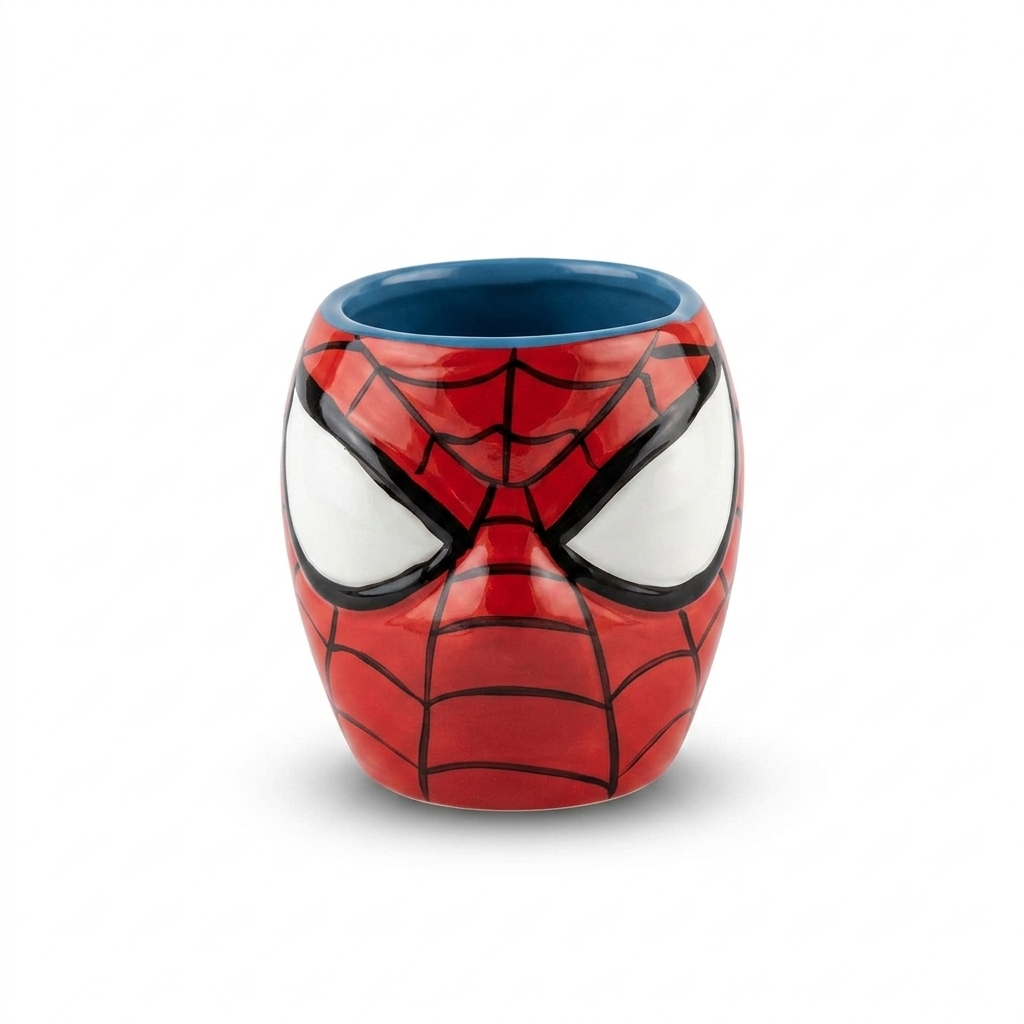3D Spider-Man Ceramic Mug - Marvel Sculpted Coffee Cup with Web Handle