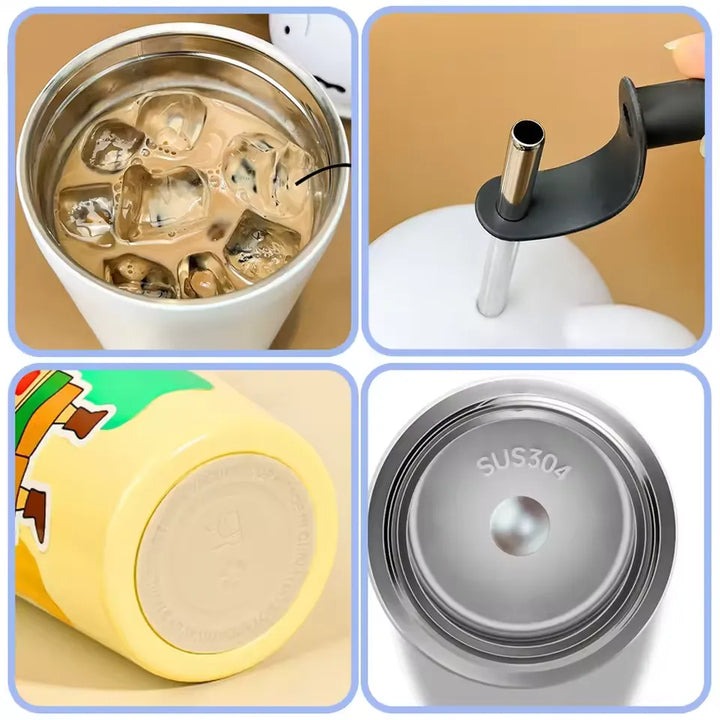 Shinchan Kantam Robo Sipper Bottle – 3D Helmet Lid with Straw | 600ML Anime Cartoon Tumbler