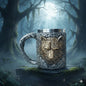 EMERGE Wolf Head Mug – Rustic Fantasy Tankard with Stainless Steel Lining for Coffee, Beer & Gifting