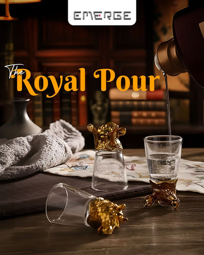 Golden Animal Head Shot Glass Set – Luxury 12-Piece Collection