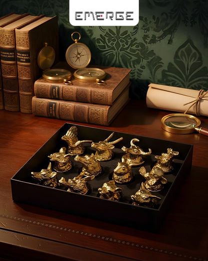 Golden Animal Head Shot Glass Set – Luxury 12-Piece Collection