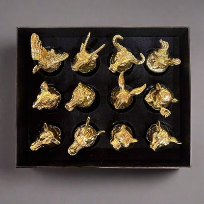 Golden Animal Head Shot Glass Set – Luxury 12-Piece Collection