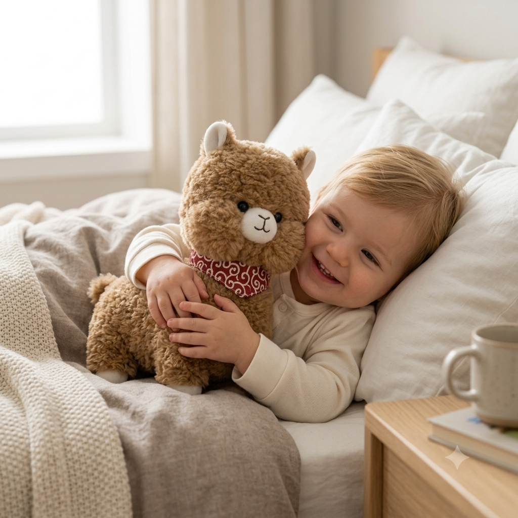 Cute Plush Brown Alpaca Soft Toy (30cm) | Soft Stuffed Llama for Kids