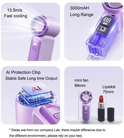 Emerge Micro Turbo Handheld Fan: Ultra-Compact 100-Speed Pocket Cooler