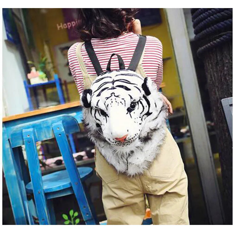 EMERGE 3D White Tiger head shaped backpack