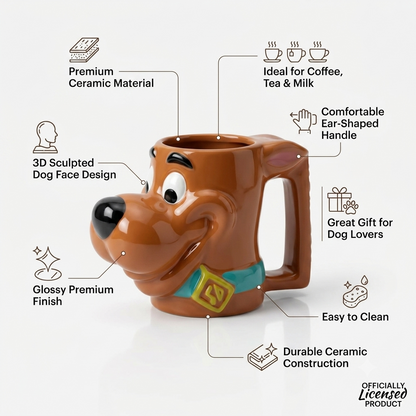 Scooby-Doo 3D Sculpted Ceramic Coffee Mug | Novelty Character Mug