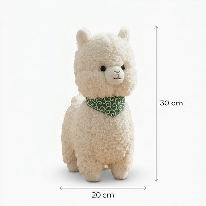 Ultra Soft Alpaca Plush Toy with Patterned Green Bandana – 30cm Sherpa Stuffed Animal