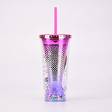 Emerge Plastic Tumblers with Straw (450 ml, Multicolour)