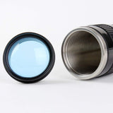 Emerge Camera Lens Coffee Mug, Stainless Steel,Black