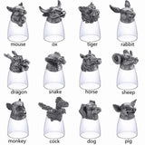 Emerge Animal Head Shot Glasses,25ml(Silver) (Shot Glass Set of 12 pcs)