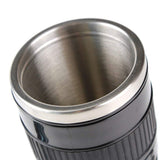 Emerge Camera Lens Coffee Mug, Stainless Steel,Black