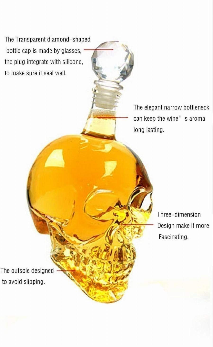Emerge Crystal Skull Head Vodka Bottle Wine Vodka Decanter (550 ML - Empty)