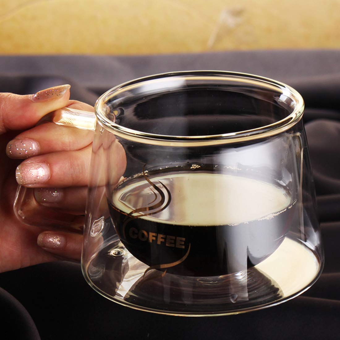 Transparent 200 ML Double Wall Coffee Glass Mug