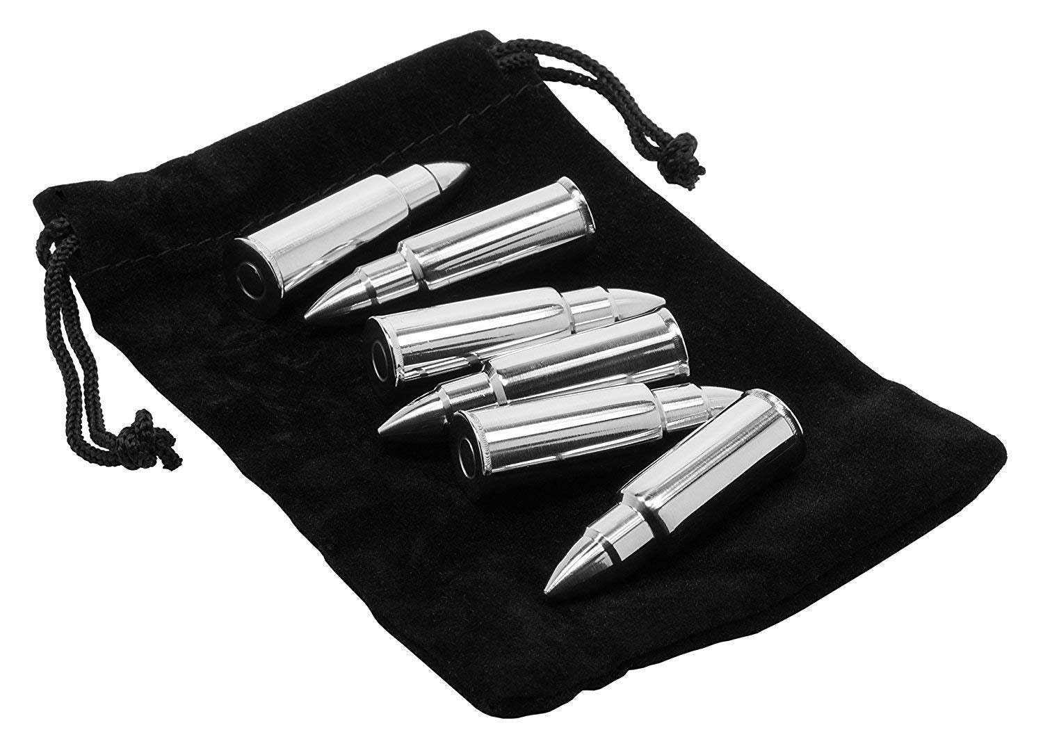 Emerge Bullet Shaped Chilling Whiskey Stones- Stainless Steel- Set of 6