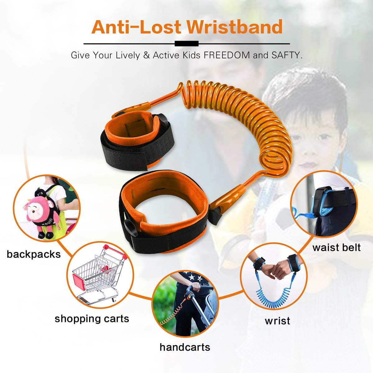 Emerge Anti-Lost Link, Adjustable Wrist Strap(Orange)