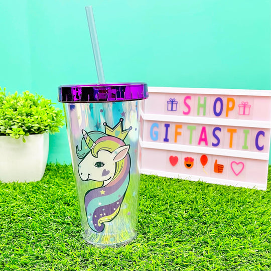 1pc Colorful Double Layer Fashion Tumbler With Soft Straw, Plastic Water  Bottle For Household