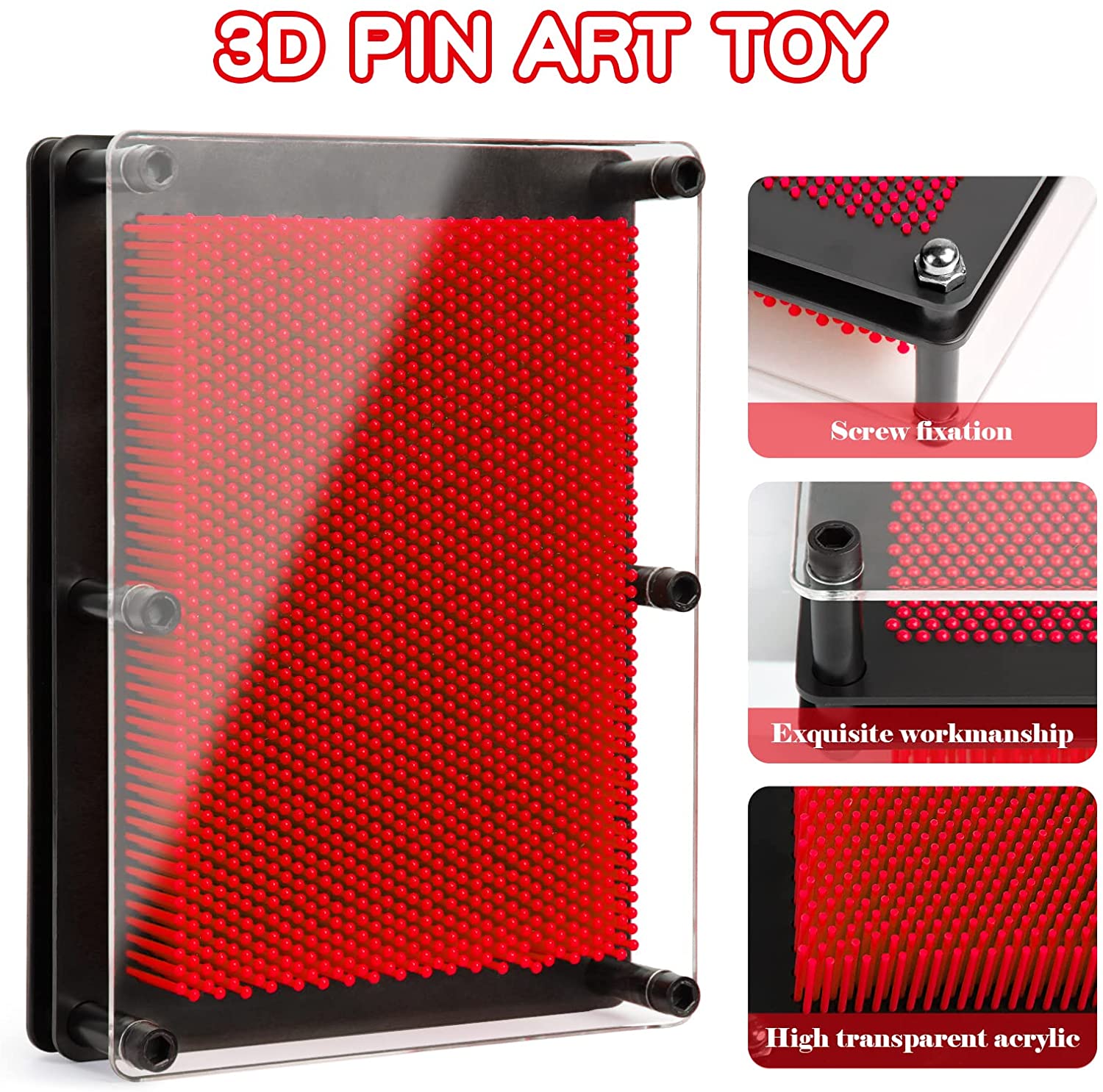 Emerge Pin Art Sculpture Impression 3D Toy (Red)