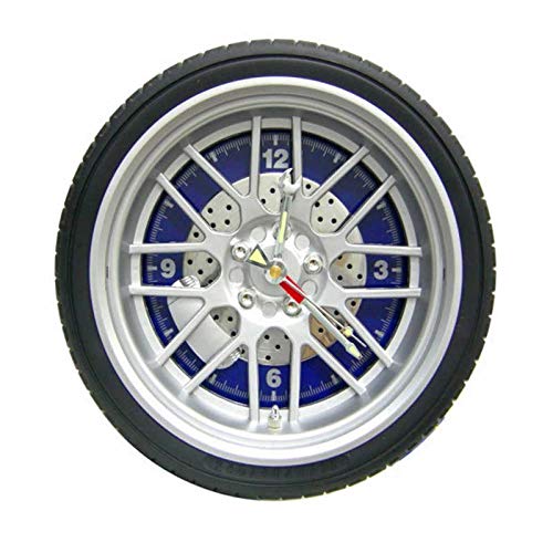 Emerge Tyre Shaped Glass Wall Clock (Blue, 14 Inch)